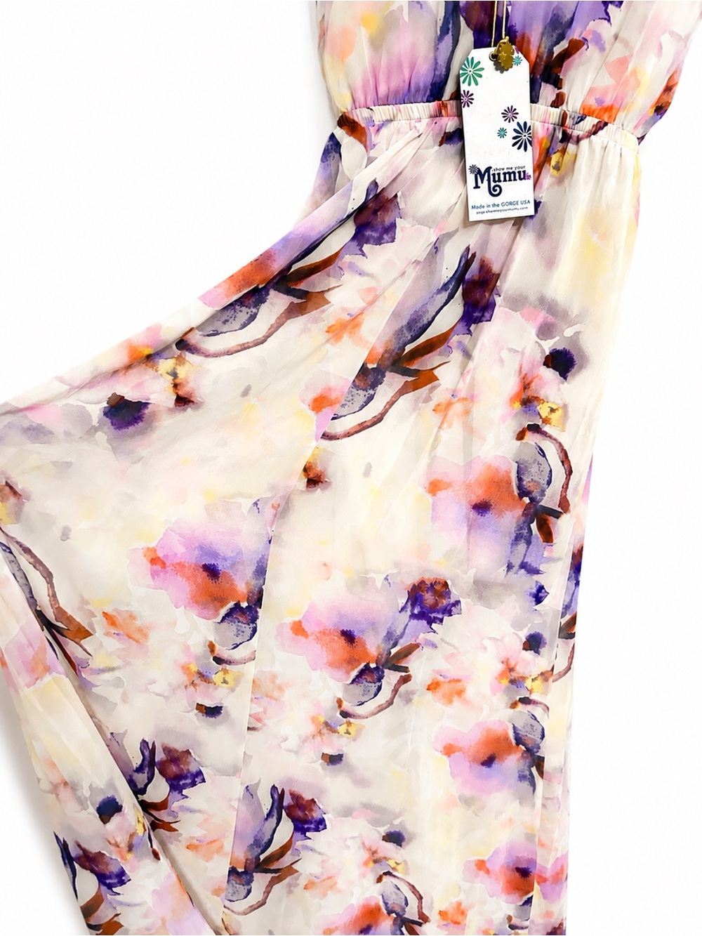 Show Me Your Mumu Floral Maxi Dress Boho Wedding Guest Flowy Watercolor NWT M - Picture 7 of 9